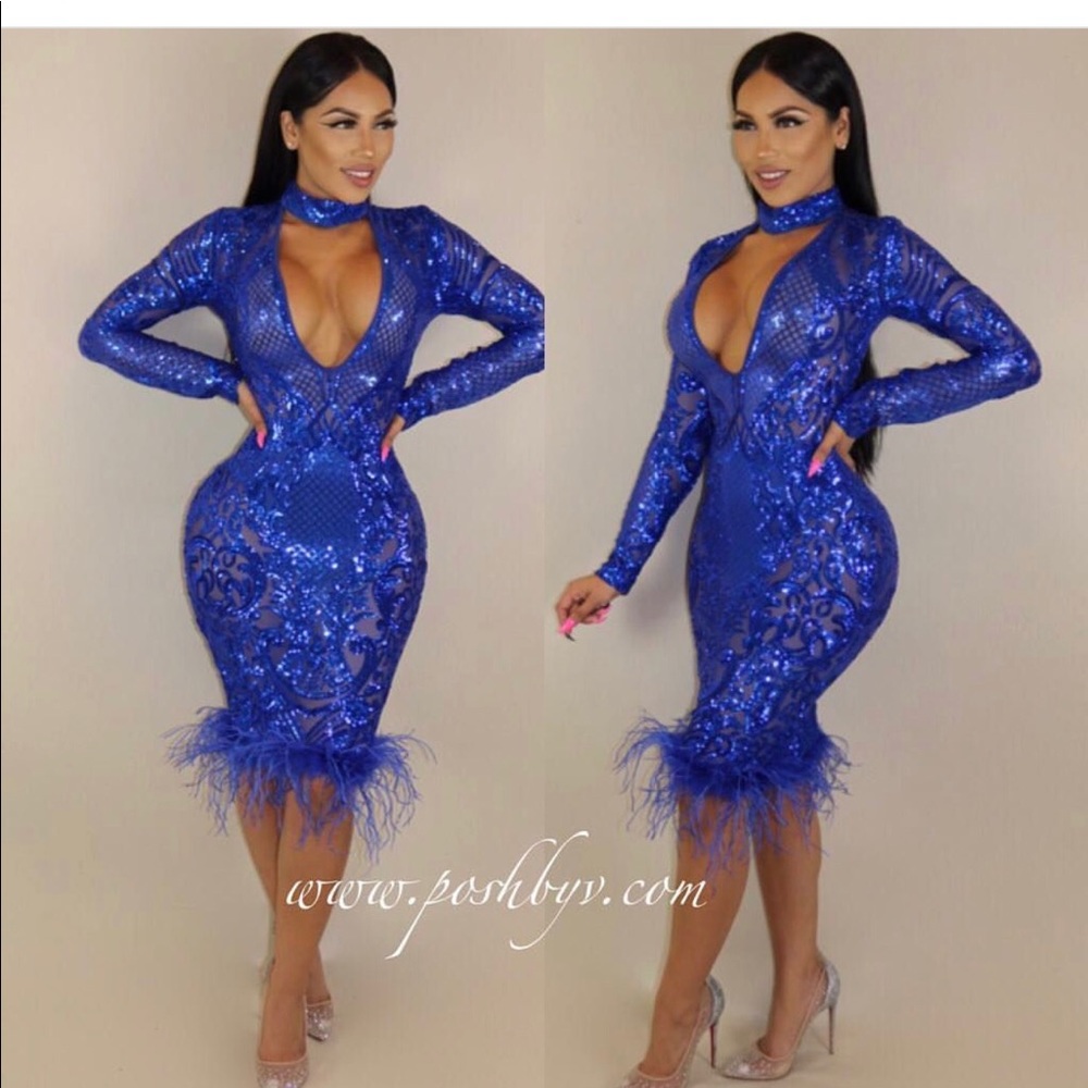 Royal blue sequins dress *poshbyV*